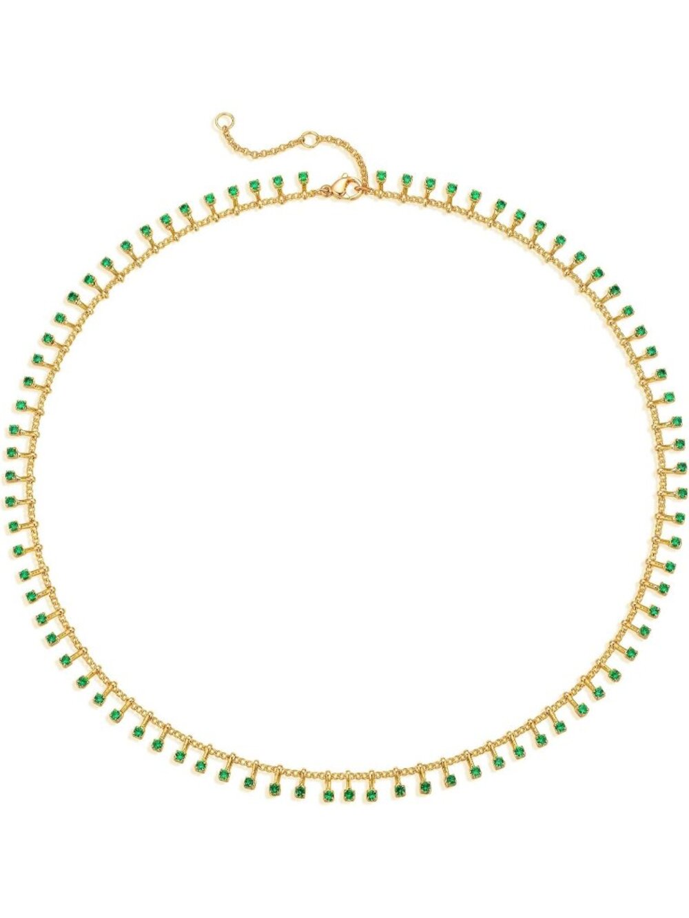 Women's Green 14k Gold Plated Beaded Pearl Choker Jewelry Necklace